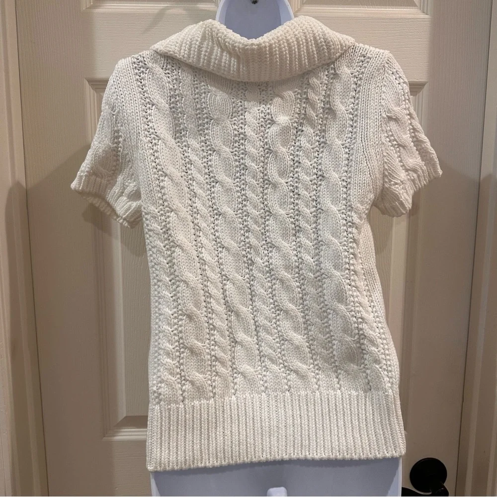 Fabiana Filippi Snow White Short Sleeve Cable Knit Cardigan  medium